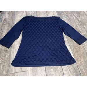 Women's Shannon Ford New York Blue 3/4 Sleeve Top Size XL‎ Boatneck